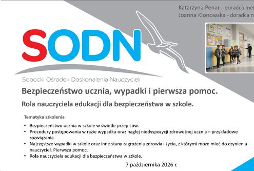 W imieniu Sopockiego Ośrodka Doskonalenia Nauczycieli zapraszamy na bezpłatne szkolenie online Be...